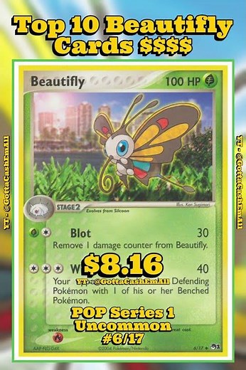 Top 10 RAREST & MOST EXPENSIVE Beautifly Pokémon Cards EVER! 🦋💎 #pokemon #top10 #tcg #pokémon