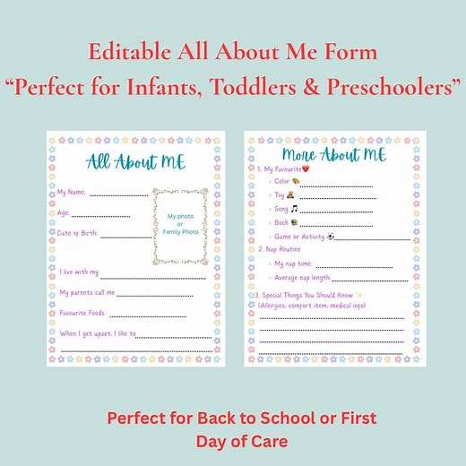 Editable All About Me Form: Back to School Template (printable PDF) - Etsy