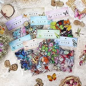 320 PCS Butterfly Stickers Dragonfly Insects Stickers 8 Set - PET Transparent Waterproof Decorative Decals for Scrapbook DIY Crafts Album Bullet Journal Planner Water Bottles Phone Cases Laptops
