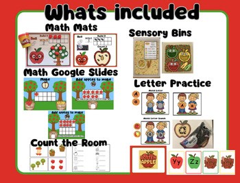 Apple Math & Literacy Centers | Counting, Ten Frames, Sensory Bins, Letter Games
