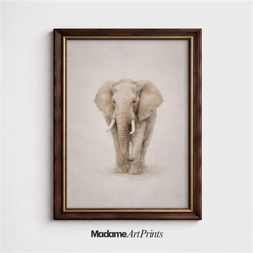 African Elephant Art Print, Watercolor Illustration, Safari Wall Decor, Living Room Decor, Antique Art, PRINTABLE Digital Download - Etsy