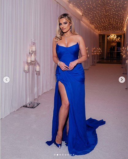 Bebe Rexha Flashes Her Killer Legs In A High-Slit Dress At Paris Hilton's Wedding