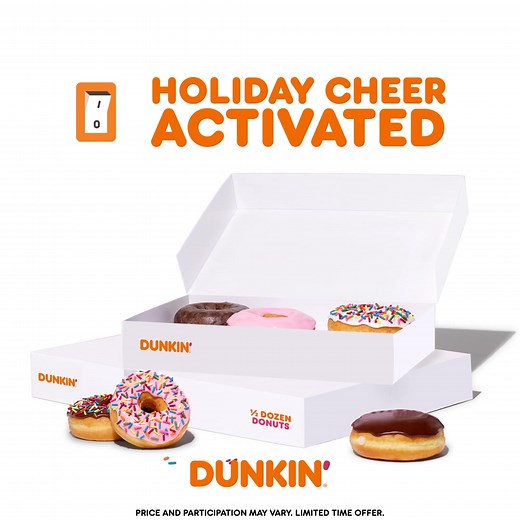 Holiday mode? On. 🎄 Sweet treat cravings? Here. 😋 Grab a festive box of donuts today from Dunkin'. | Dunkin'