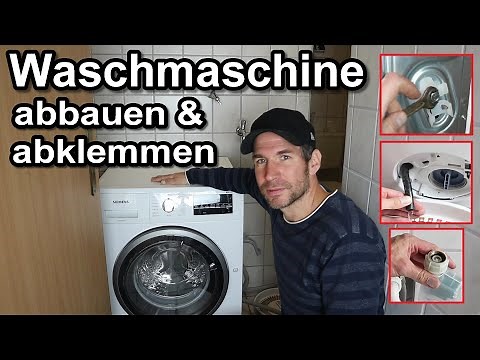 Dismantling and disconnecting the washing machine - unscrewing the Aquastop water connection - in...