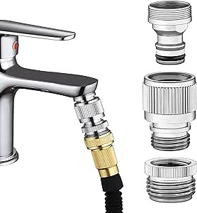 Brass Sink Faucet to Garden Hose Adapter – Quick Connect Faucet Connector for Apartments Without Outdoor Faucets, Tool-Free Installation, Chrome Finish