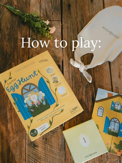 Our easter egg hunt game is simple. Just hide the clues around the house and let the fun begin! #coco#easter #easteregghunt #eastereggs #easterbasket #cocovillage