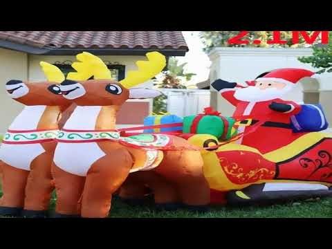 #2.1M Christmas Inflatables Decoration Santa Claus Riding Sled Reindeer Inflatables Indoor Outdoor