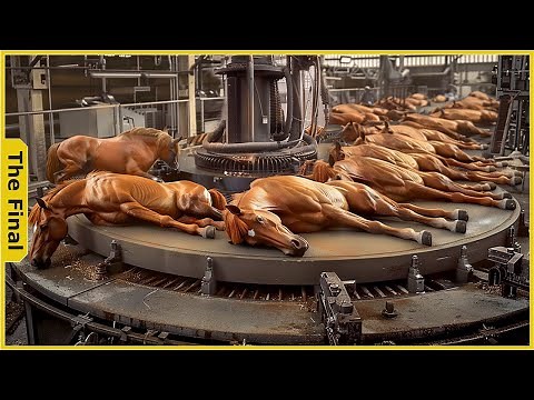 How is The Process of Slaughter and Processing Horse Meat Done | Farming Documentary