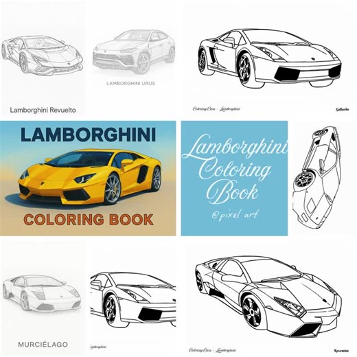 Lamborghini Coloring Book | 50 Pages Supercar A4 Printable - Etsy