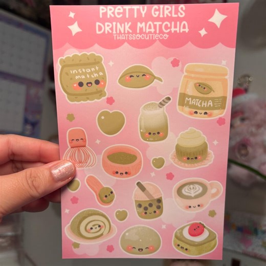 Pretty Girls Drink Match Sticker Sheet | Matte Holographic Waterproof Planner Stickers