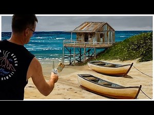 This Palette Knife & Paper Towel Trick Makes Seascape Oil Painting Effortlessly Easy for Beginners