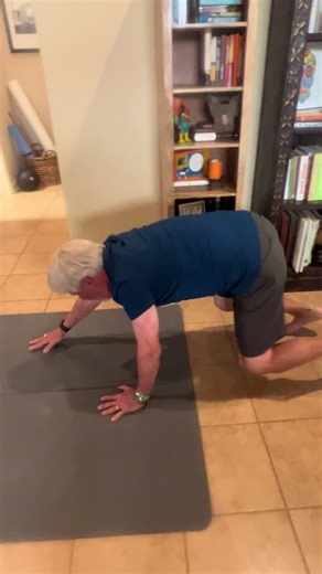 Any of the bear crawl, crab walk, duck walk exercises are brutal. This one hammers your arms and shoulders, core, legs and feet. If you try it, ease in. #startwhereyouare #doyourwarmups #agingshouldntsuck