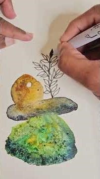 Abstract Botanical Postcard 6 | Pen and Watercolor Art