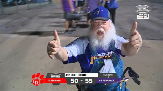 Our Texas de Brazil 'On Fire' Player of the Game goes to Alvarado's DJ Clampitt, who had three touchdown runs in Alvarado's 55-50 win over Glen Rose in a thriller on 𝑭𝑹𝑰𝑫𝑨𝒀 𝑵𝑰𝑮𝑯𝑻 𝑭𝑶𝑶𝑻𝑩𝑨𝑳𝑳. Plus a cameo at the end from 'Alvarado Santa Claus'. FULL BROADCAST: https://www.wfaa.com/video/sports/high-school/hs-football/friday-night-football/friday-night-football-glen-rose-at-8-alvarado/287-437a753a-3c71-41df-bc29-cd2a2c885099 | Mike Leslie