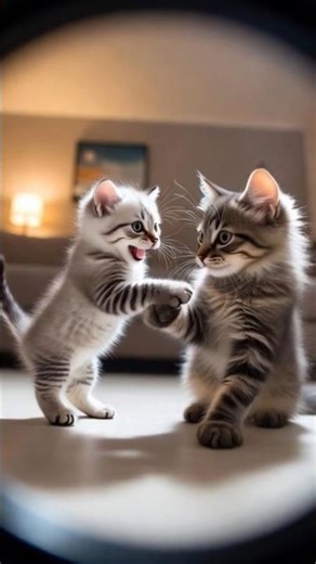 Mother Cat & Kitten Playtime on the Floor 🐱🐾✨