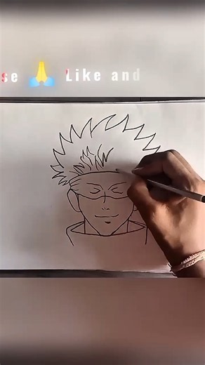 Draw Gojo Satoru Step by Step for Beginners Jujutsu Anime Drawing Tutorial #shorts #art #dance #edit