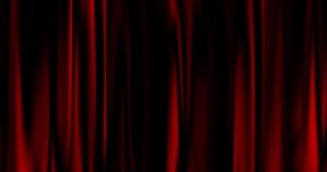 Abstract animated background, fabric curtain in the theater from vertical red fabric. Artistic color gradient strips. Seamless Loop. Screensaver 4k