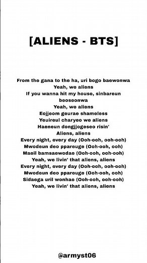 Bts - aliens (lyrics)