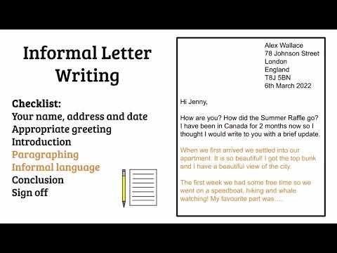 Features of an Informal Letter (ages 6+)