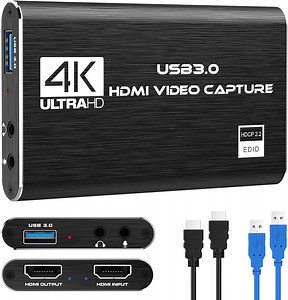 PabJUT 4K Video Capture Card with USB Cable Microphone