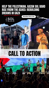 3.4K views · 205 reactions | CALL TO ACTION! "Link in the first comment" Join us, Sol Band, on a remarkable journey from the heart of Gaza. Together, we rise from the ashes, rebuilding our dreams through the magic of music. Your support is our strength! Be a part of our story—watch, share, and help us create a symphony of hope. Let's stand together in solidarity with Gaza. | فرقة صول SOL Band | Facebook
