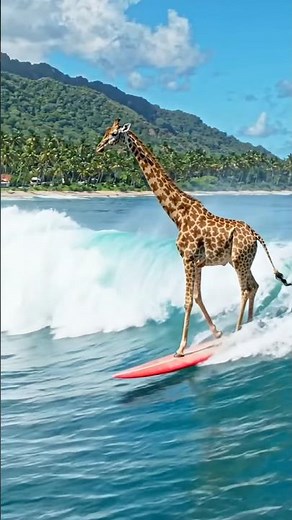 Giraffe loves Surfing #youtubeshorts #funny