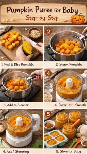 Easy Pumpkin Purée Recipe for Babies | 6+ Months Baby Food#healthyfood#momlife