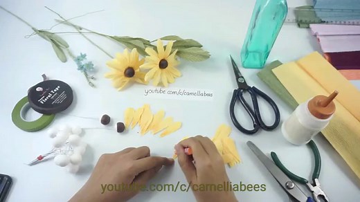 How to make paper daisy flower Black- eyed Susan- Crepe paper flower tutorial Easy