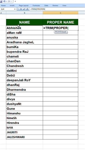 Excel me text ko proper tarike se set kaise kare| excel me word ko upper case kare #reels #shots