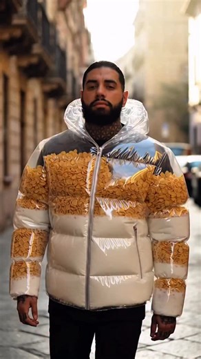 Milano fashion week sto arrivando ✈️ Nuova tendenza per il prossimo anno, piumino trasparente porta pranzo , in questo caso porta colazione 🙌🤓 Elegante e sportivo adatto a tutte le occasioni , ideale se ti viene un attacco di fame improvviso 😎 #fashionweek #comedy #laugh #ridere #humour | Francesco Chiofalo