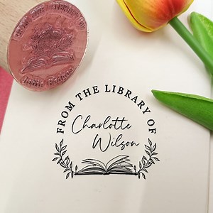 From the Library of Stamp, Library Stamp, Personalized Book Stamp, Custom Book Stamp, Personalized Flower Book Stamp, Best Gift - Etsy