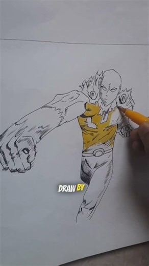 easy drawing of one punchman 👊 #easy #anime #animeart #onepunchman