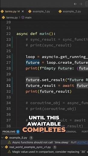 Await Keyword Explained: Coroutines, Futures, and Tasks #shorts