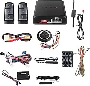 EASYGUARD EC002-V0-NS PKE car Alarm System with Push Engine Start Stop Button Remote Engine Start auto Lock Unlock car Door Shock Sensor Warning