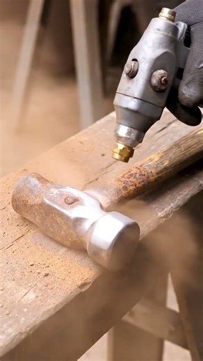 ASMR: Rusty Vintage Hammer Restoration | Hyper-Realistic Sandblasting Metal Clean