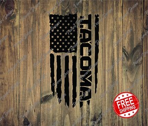 Tacoma Tattered American Flag Decal: Vertical Truck Patriotism - Etsy