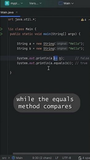 Double Equal vs equal method in java #coding #java #equals #doubleequals #strings