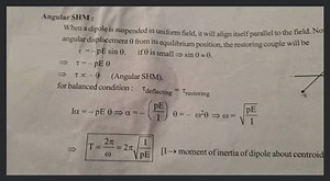 Angular SHM :When a dipole is suspended in uniform field, it w... | Filo