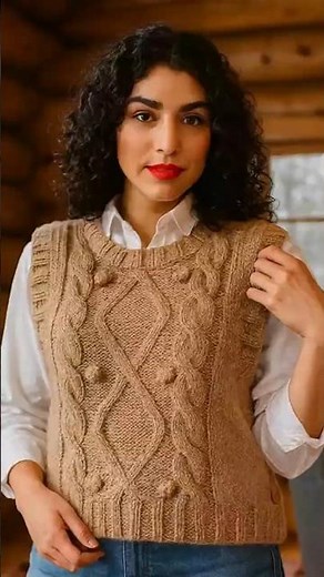 Elegant and cozy knitted vest 🤎 | Check out this tutorial sample