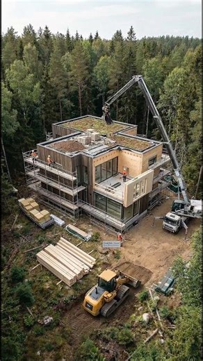Forest Eco House Construction Timelapse 🌲