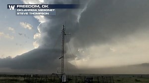 Put it in a textbook 📖 Check out the picture perfect supercell structure from Freedom, OK last Sunday! The entire rotating updraft, known as a mesocyclone, is visible as the storm moves through the frame. Wait for the incredible CG lightning bolt too! | WeatherNation