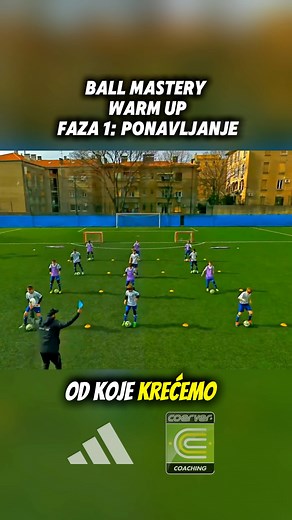 COERVER WARM UP 🔥▶️ “PONAVLJANJE” ⚽️ U Coerver treninzima svaki trening počinje sa loptom! Zagrijavanje dijelimo u 3️⃣ faze: 1) Ponavljanje 2) Kompleksno ponavljanje 3) Natjecanje 👉 Faza 1: PONAVLJANJE (Repetition) Cilj je jednostavan, što više dodira s loptom! Zašto? Jer kontrola dolazi kroz ponavljanje, a svaka minuta provedena u preciznim dodirima razvija tehniku, koordinaciju i osjećaj za loptu. U ovoj fazi djeca uče: ✔️ kontrolu lopte sa obe noge ✔️ koristiti sve dijelove stopala ✔️ koord