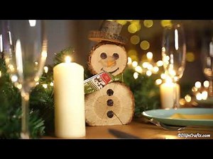 Rustic Wood Slice Snowman Winter Decor
