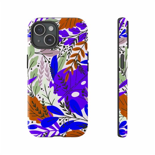 Vibrant Abstract Botanical Phone Cases, Colorful Leaves Design Phone Cover, Artistic Nature Art, Trendy Floral Pattern, Aesthetic Phone - Etsy