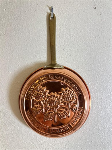 Vintage Embossed Copper Pan Wall Decor, Rustic Kitchen Hanging Art, Antique Copper Plate, Farmhouse Cottage Wall Accent - Etsy