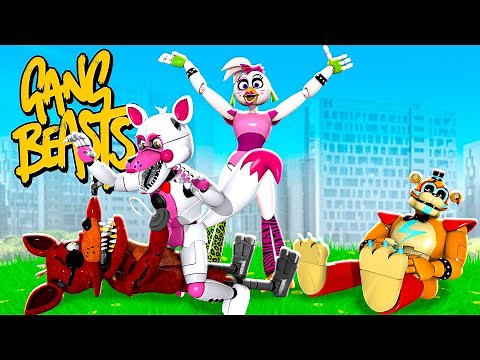 Foxy and Glamrock Freddy's BIG FIGHT In Gang Beasts with Glamrock Chica And Funtime Foxy