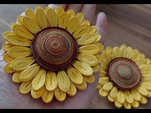 How to quill 3D Sunflower using 1 1/2 mm strips || #quilling #quillingart #quillingflowers