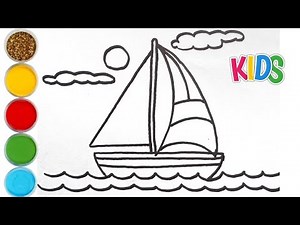 Boat drawing easy step by step draw, how to draw boat drawing, kids easy drawing and colouring