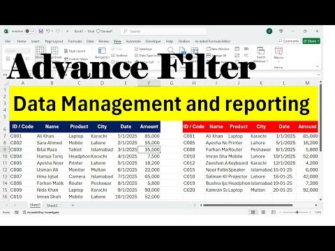 Excel Advance Filter | Data Search Automatically in Another Sheet