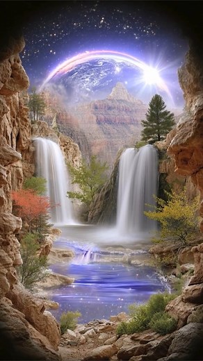 32K views · 1.4K reactions | Ethereal Falls — Portal of Light ✨...